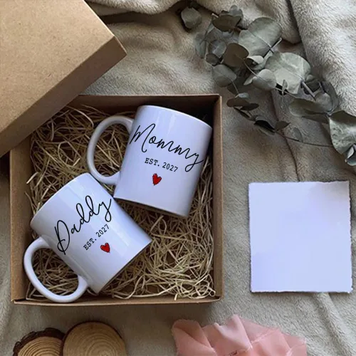 Vista 5 de Dnuiyses EST 2027 - Juego de tazas de café para papá y mamá, regalos para mamá por primera vez, regalo de papá por primera vez, regalos de tazas