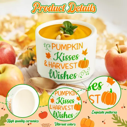 Vista 3 de WATINC Plato para dulces de otoño y otoño, mini cuenco de cerámica para dulces, decoración de bandeja escalonada, calabaza, hojas de arce, dulces