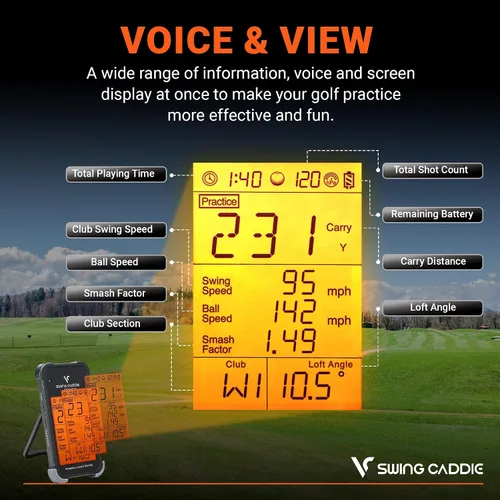 Vista 6 de Voice Caddie - Monitor de lanzamiento portátil Swing Caddie