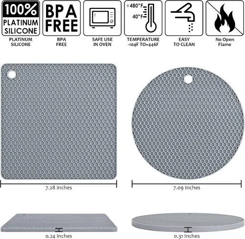 Vista 2 de Salvamanteles de silicona para platos calientes, soportes de silicona para ollas de cocina, salvamanteles para cocina, salvamanteles para ollas