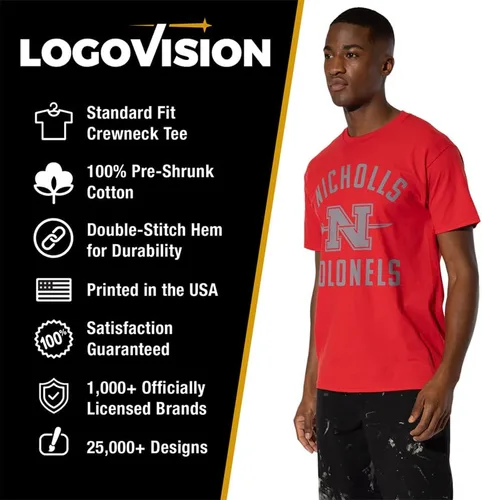 Vista 186 de LOGOVISION Official Collegiate One Color Distressed Logo Short Sleeve for Men & Women T Shirt Collection 3
