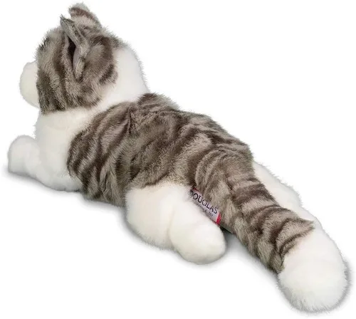 Vista 4 de Douglas Animal de peluche de gato gris ahumado – 19 pulgadas, suave y realista, juguete de peluche atigrado gris y blanco para niños, niños pequeños
