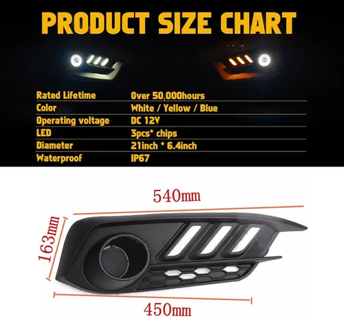 Vista 3 de x xotic tech Cubierta de bisel de luces antiniebla LED para parachoques delantero, compatible con Honda Civic 10ª generación 2016-2018 2/4 puertas