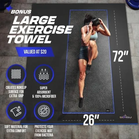 Vista 5 de Sensu Large Exercise Mat – Extra Thick Non-Slip Workout Mat for Home Gym, Durable Shoe-Friendly Fitness Mat for Strength Training, Stretching