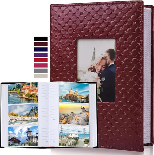 Vista 15 de RECUTMS Álbum de fotos de 4 x 6 pulgadas, 300 fotos, de piel sintética de pequeña capacidad, cubierta de libro de 4 x 6 pulgadas, álbumes de fotos