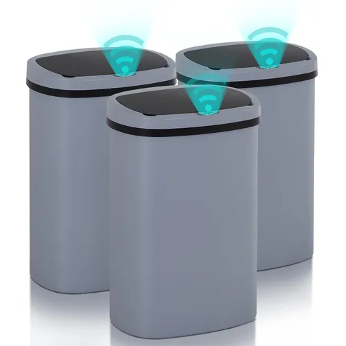 Vista 17 de Basurero de cocina con sensor de movimiento de 13 galones, cubo de basura con sensor automático de 50 L, cubo de basura inteligente con tapa