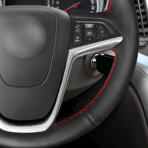 Vista 4 de Ajuste para Opel Zafira (C) 2011-2016, cubierta del volante del coche, cubierta negra del volante del coche, cubierta del volante cosida a mano