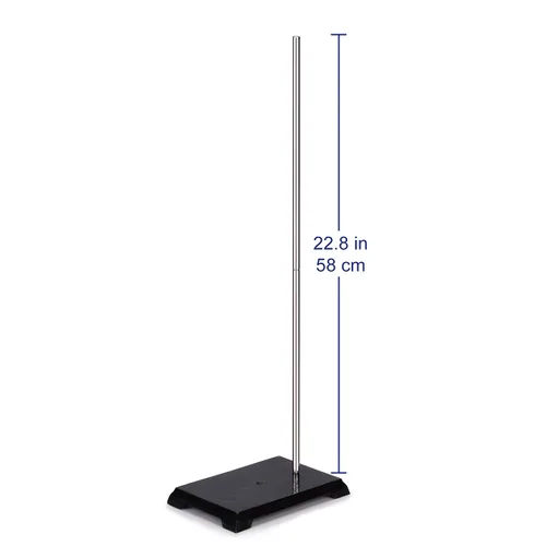 Vista 2 de Labasics Soporte de laboratorio, soporte de hierro fundido de 7.87 x 5.12 pulgadas con varilla de 22.8 pulgadas para laboratorio