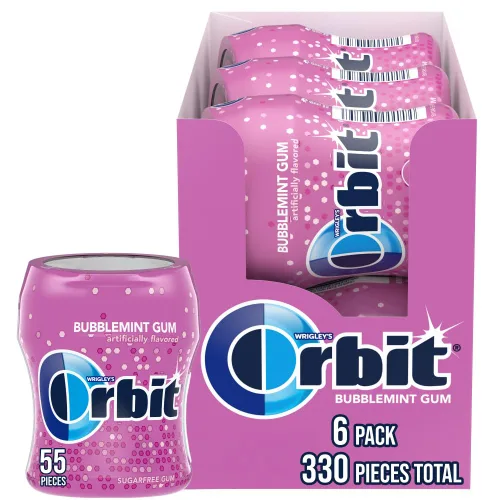 Vista 10 de ORBIT Gum Bubblemint - Goma de mascar sin azúcar, sabor menta sin azúcar, 120 botellas resellables a granel