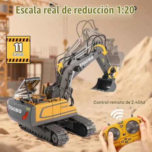Vista 4 de LUDILO Juguetes de excavadora a control remoto para niños de 6 años