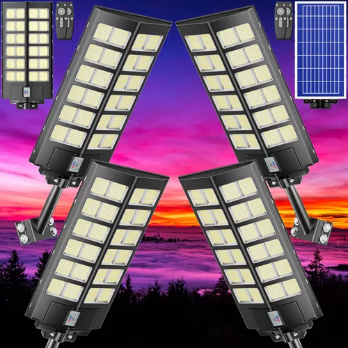 Vista 12 de Luz solar de calle, 8000 W, 7000 K, 480000 lúmenes, 1152 luces LED solares de estacionamiento del anochecer al amanecer, luces solares al aire