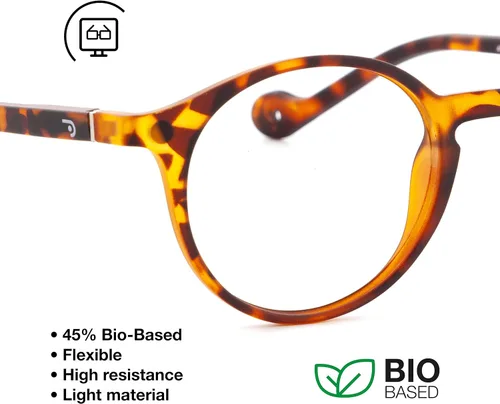 Vista 5 de DIDINSKY Gafas de lectura para presbicia para hombre y mujer, anti luz azul, táctiles de goma, patillas flexibles y lentes antirreflectantes. Havana