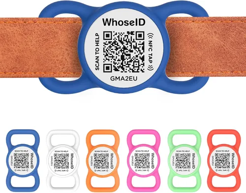 Vista 12 de Etiqueta para perro con código QR con NFC, etiqueta de identificación personalizada de mascota, etiqueta de identificación de perro de silicona