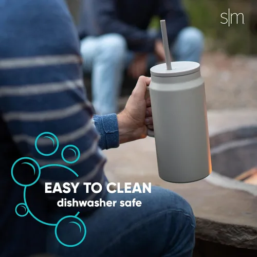 Vista 7 de Simple Modern - Vaso de 1,5 l con asa y tapa con pajita, botella de agua grande de acero inoxidable reutilizable con aislamiento, regalos para Negro