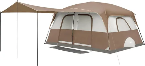 Vista 13 de PORTAL Tienda de campaña familiar para 6 8 10 personas con porche, tienda de campaña familiar grande con altura alta, buena ventilación, tienda