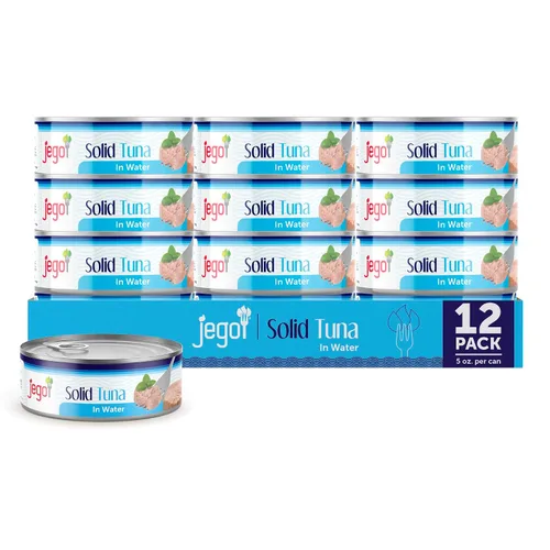 Vista 16 de Jego Atún ligero sólido en aceite de oliva Keto Bajo en carbohidratos Sin gluten Sin soja Enlatado Listo para comer Paquete de 3