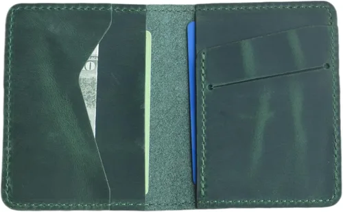 Vista 10 de JJNUSA Billetera de cuero minimalista hecha a mano para hombre, diseño de flores marrones