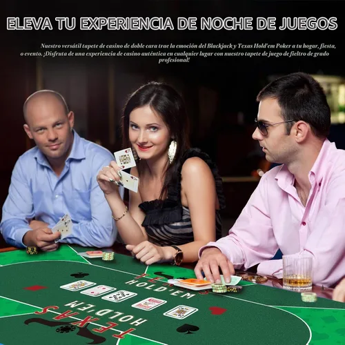 Vista 6 de Tapete de póquer de doble cara de 36”x72” para Blackjack, cubierta de mesa de casino, paño para Texas Hold'em, juego de Blackjack y Texas Hold'em