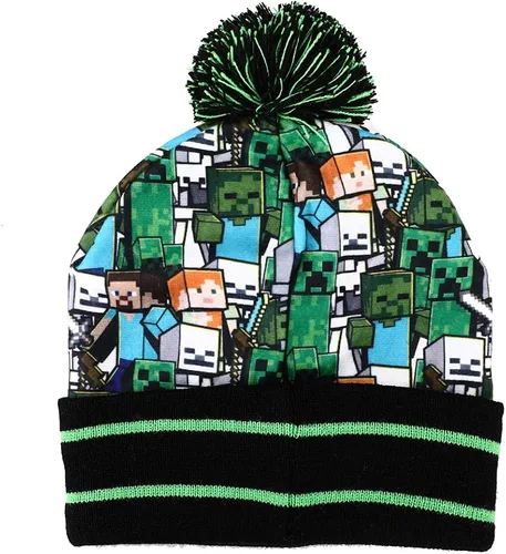 Vista 2 de Minecraft - Conjunto de gorro y guantes de esquí de punto de forro polar para niños multicolor Multi colorido