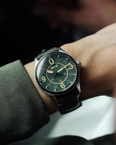Vista 2 de AVI-8 Mens 42mm Spitfire Smith Automatic Watch with Leather Strap AV-4090