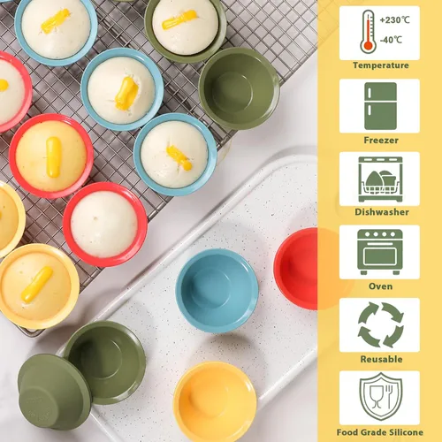 Vista 6 de Webake 36 piezas de silicona de platino Puto Molder filipino de tamaño pequeño, 2.2 pulgadas reutilizable Kutsinta para vaporera, taza de repuesto