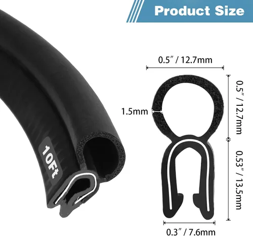 Vista 2 de DGSL Tira de Sellado para Puerta de Coche, Burlete para Puerta con Pera Superior, Sellado Automotriz para Coches, Barcos, Vehículos Recreativos
