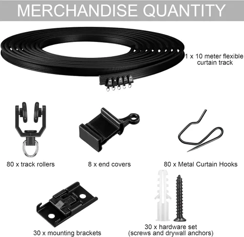 Vista 2 de Jetec Riel de cortina flexible para techo, riel flexible flexible para colgar en la pared, para sala de estar, dormitorio, barra divisora RV