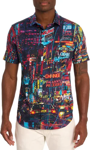 Vista 2 de Robert Graham Camisa tejida de manga corta Hustle N Bustle para hombre