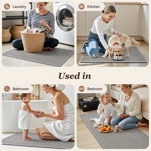 Vista 7 de AMOAMI Alfombras y tapetes de cocina, alfombras de cocina antideslizantes lavables para el piso, alfombra de cocina absorbente de secado rápido