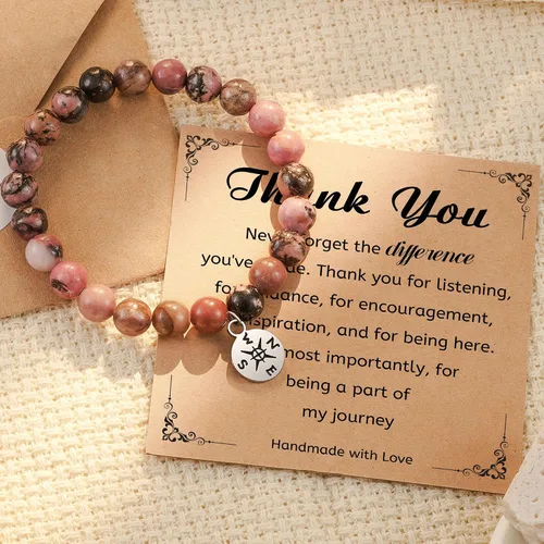 Vista 17 de HGDEER Pulsera de jubilación de piedra natural para mujeres/hombres 2024, regalos de despedida de despedida, regalo de San Valentín para compañeros