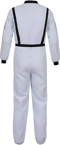 Vista 3 de Jutrisujo Disfraz de astronauta para adultos, traje espacial para hombre, traje espacial explorador, traje de vuelo para cosplay, Halloween