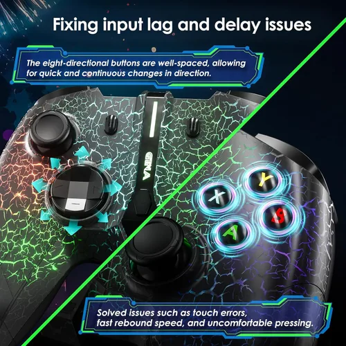 Vista 4 de Gina Joyfurno Game Controller, Wireless Controller Compatible with X-box OneOne XOne S, Series XS, PC, Gamepad with 6 Light Colors Unique Crack