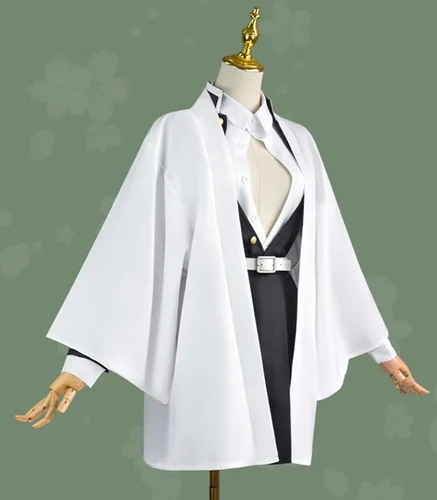 Vista 3 de IOKTSS Demon Tanjiro Nezuko Shinobu - Disfraz de cosplay de anime Slayer kimono, conjunto de disfraz de Halloween con pelucas para hombres y mujeres