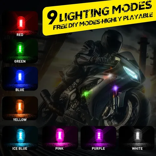 Vista 5 de 8 luces estroboscópicas LED inalámbricas con control remoto, luces estroboscópicas LED RGB para aeronaves de alto brillo, 8 colores, impermeable