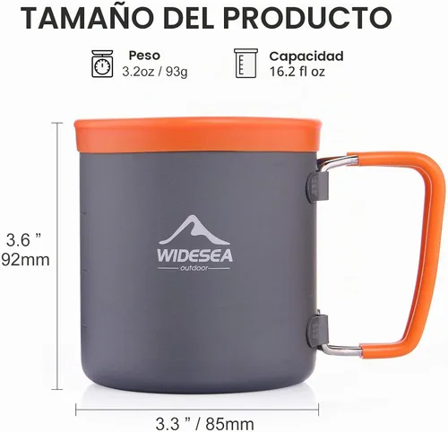 Vista 2 de Widesea Taza de café ligera para mochileros con mango plegable para viajes, picnic, senderismo