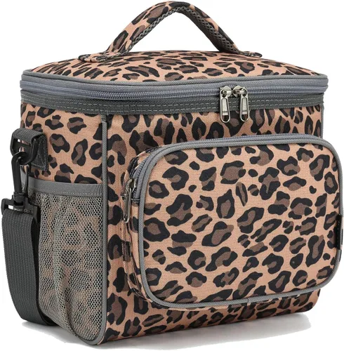 Vista 14 de FlowFly - Lonchera reutilizable con aislante para adultos, grande, para mujeres y hombres, con correa ajustable para el hombro, bolsillo frontal