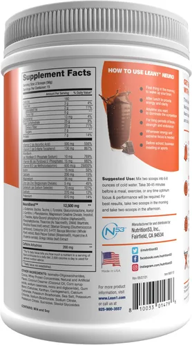 Vista 2 de Lean1 Nutrition53 - Bebida energética mental, 15 porciones de chocolate Neuro