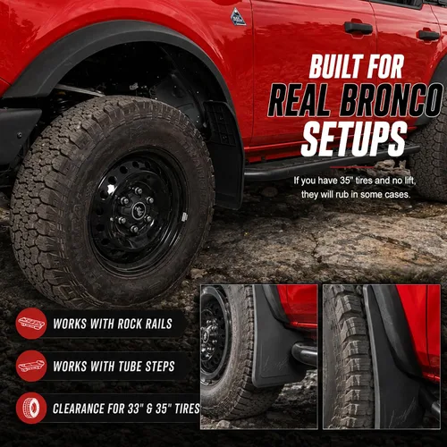 Vista 3 de Mabett - Aletas de barro delanteras para Ford Bronco 2021-2026, accesorios de 2/4 puertas 2 pzas
