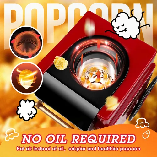 Vista 2 de Máquina de palomitas de maíz, kit de máquina de palomitas de maíz de aire caliente, caja de regalo, máquina portátil para hacer palomitas de maíz