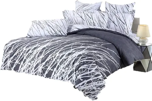 Vista 5 de Swanson Beddings - Juego de ropa de cama (100 % algodón), ramas de árbol Funda de edredón, fundas de almohada., Algodón, verde-blanco, gemelo