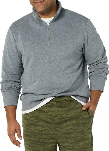 Vista 4 de Tienda Essentials - Sudadera de vellón, cuarto de cremallera y manga larga para hombre