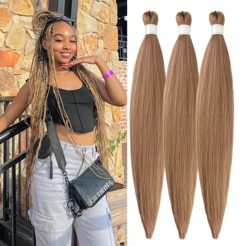 Vista 26 de Pelo corto negro trenzado preestirado de 14 pulgadas para trenzas sin nudos, pelo sintético 1B trenzado para trenzas Bob Box