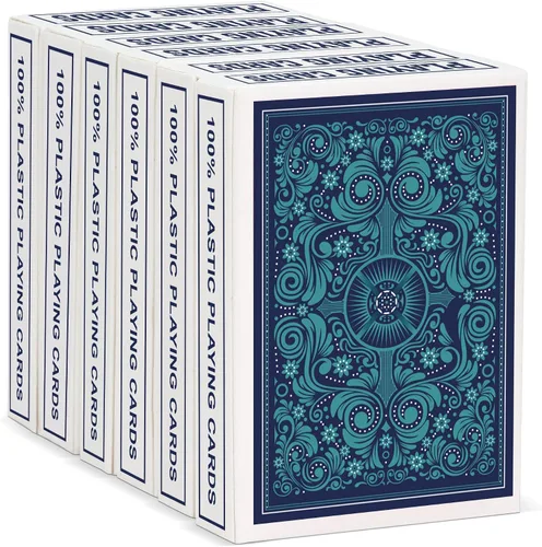 Vista 10 de Cartas de Juego de Plástico Impermeables 2 Paquetes, Mazos de Cartas de Póquer para Adultos, Tamaño Póquer Índice Regular, Adecuadas para Varios
