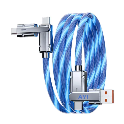Vista 23 de AYI 3 combinaciones de múltiples puertos USB A a USBC Micro PD cable de carga rápida iluminado flujo de corriente compatible con casi todos