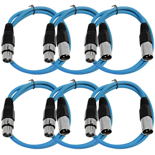 Vista 48 de SEISMIC AUDIO - SAXLX-2 - Paquete de 6 cables de conexión XLR macho a XLR hembra de 2 pies - Equilibrados - Cables de conexión de 2 pies