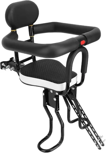 Vista 6 de Child Bike Seat with Adjustable Footrest, Thickened Sponge Seat, Detachable Guardrail, Steel Frame Front Mounted for 80KG Capacity Children