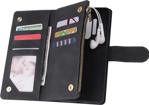 Vista 6 de Asuwish Funda compatible con OnePlus 8 Pro One Plus 8Pro 5G, protector de pantalla de vidrio templado y funda de cuero con tapa para tarjetas