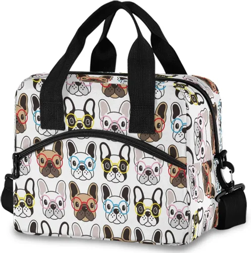 Vista 14 de Bolsa de Almuerzo Aislada de Leopardo Negro Estampado de Piel Animal Enfriadora Reutilizable Tote Box con Correa para el Hombro para Trabajo Picnic