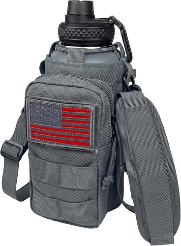 Vista 13 de DEFUNX Botella de agua de 32 onzas con funda, botella aislada con correa de acero inoxidable, botellas de agua para gimnasio, para hombres