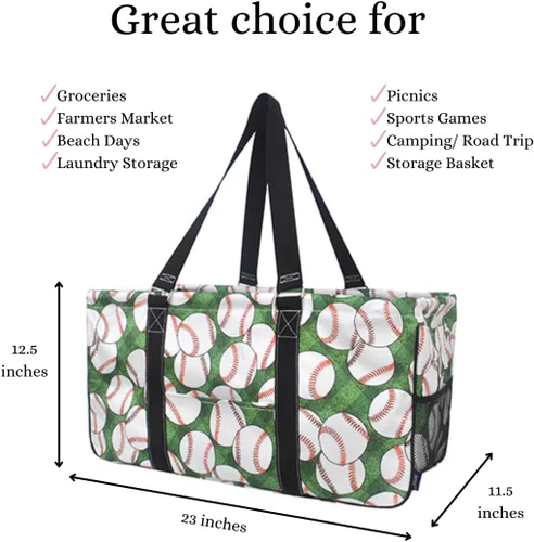 Vista 362 de NGIL Bolsa de comestibles reutilizable extra grande plegable de gran tamaño para comestibles, almacenamiento, picnic, playa, Estampado